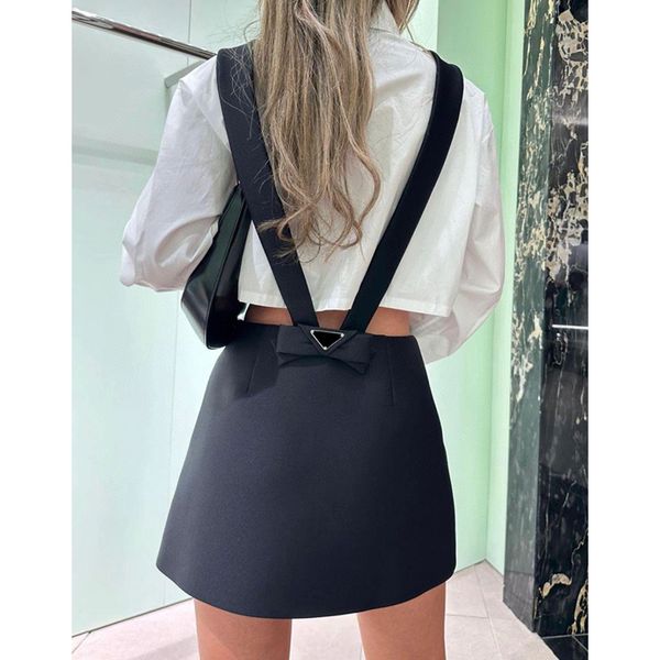 

7.26 elegant fashion black back bow triangle suspenders skirts women