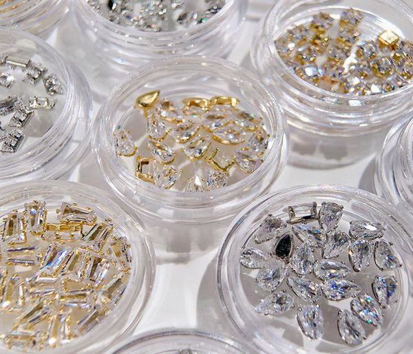 

nail art rhinestones glitter nails jewelry nail crystals square shaped claw diamond designer manicure supplies nail039s accesso8168640, Silver;gold