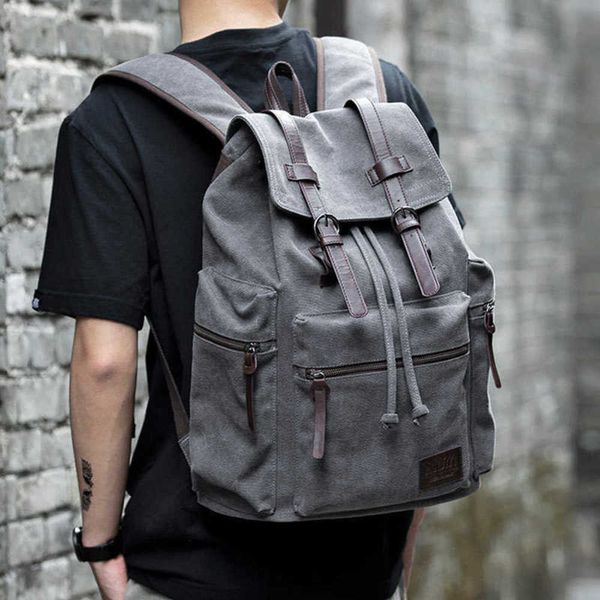 

men's canvas backpack simple large capacity backpack computer bag 230715