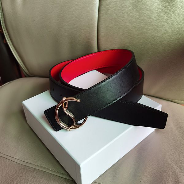 

cristian loubutin man red bottom reversible belt for woman black beige waistband width 3.8cm gold silver buckle size 100cm-125cm fashion cas, Black;brown