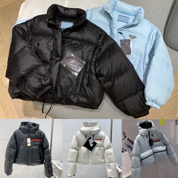 

designer puffer women puff jacket parkas down coat fashion short jacket pradas style slim corset thick outfit windbreaker pocket outsize lad, Black