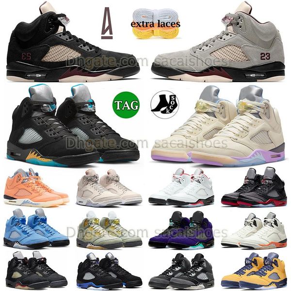 

authentic jumpman 5 basketball shoes 5s dj khaled we the sail aqua a ma maniere light bone mens womens sneakers offfwhite sail unc georgetow
