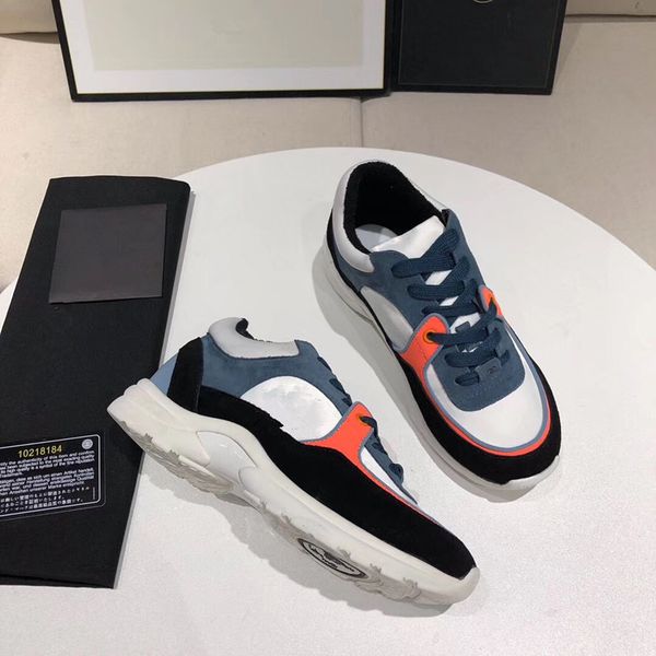 

designer sneakers calfskin casual shoes reflective shoes vintage suede leather trainers all-match stylist 0816, Black