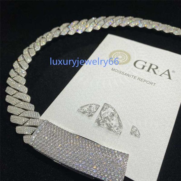 

heavier big guy 20mm 4 row diamonds cuban necklace 925 sterling silver iced out vvs moissanite diamond cuban link chain