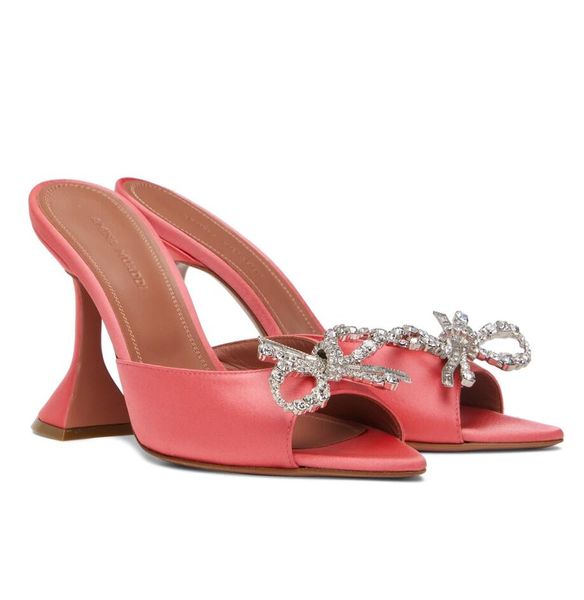 

elegant walking amina muaddi women sandals shoes rosie bow embellished white black leather mules party wedding jeweled lady slip on high hee