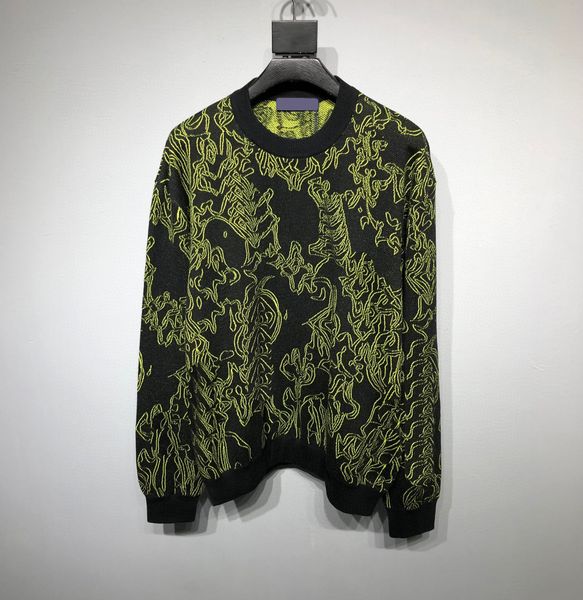 

men's plus size hoodies & sweatshirts jacquard letter knitted sweater in autumn / winter acquard knitting machine e custom jnlarged det, Black;brown