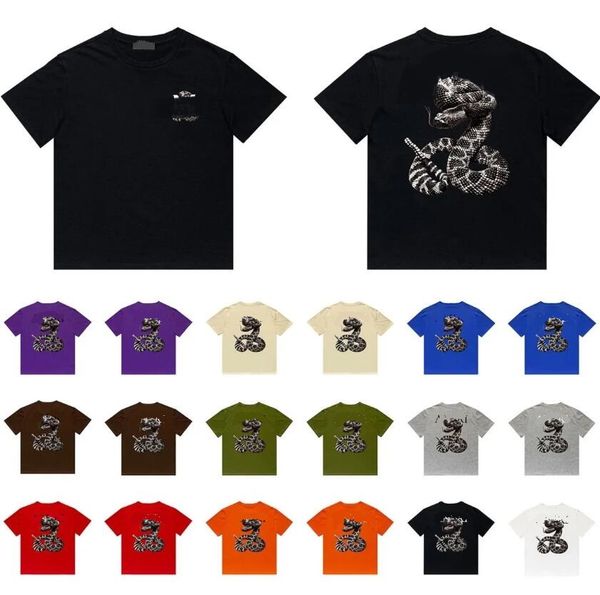

brand mens t-shirts high street couples cotton tees pullover letter printed t-shirt animal print letter short sleeve hip hop loose snake pr, White;black