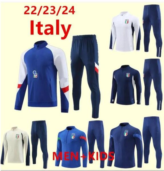 

23 24 italian sportswear half zipper jacket training wear soccer 22/23 italian men football sportswear set tracksuit, Black