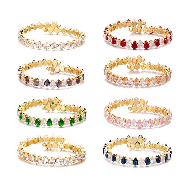 

full diamond color zircon oval opening adjustable fashion personality bracelet light luxury all-match high sense bracelet women jewelry, Golden;silver