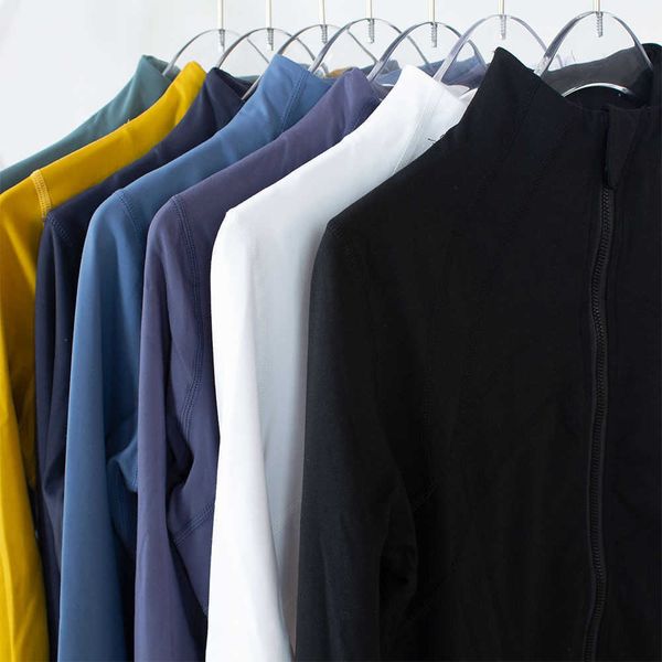 

yoga lulu women jacket fashion spring and autumn tight-fitting thin sportswear training running gym solid color cardigan jacket lemon