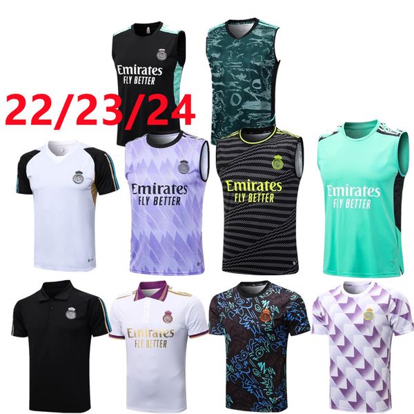 

23 24 men real madrids tracksuit football jersey polo set training soccer jerseys 2023 2024 mens short sleeve tank top, Black