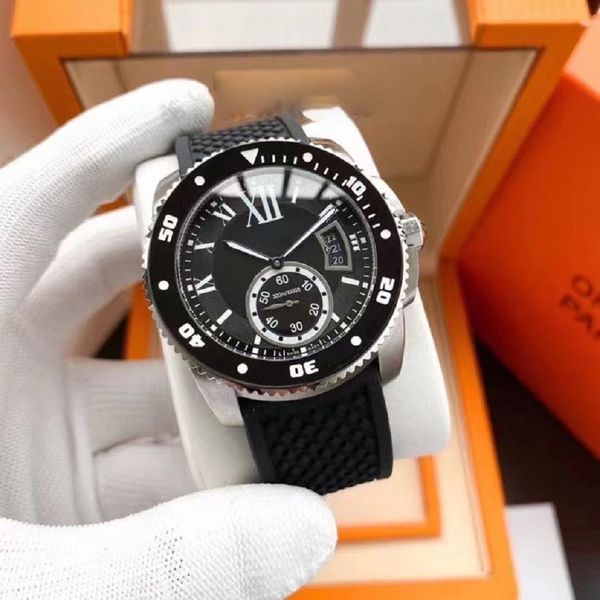 

the latest men's diving watch 316 precision steel case with blue ceramic luminous ring mouth large calendar automatic mechanical moveme, Slivery;brown