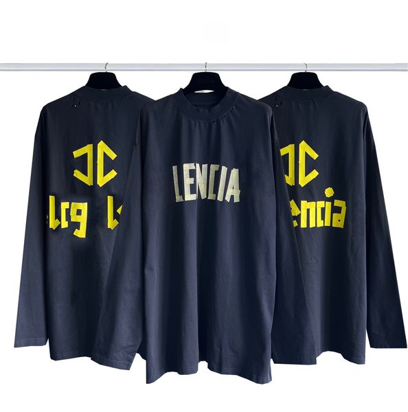 

blcg lencia autumn high standard long sleeve t-shirts men heavyweight 100% cotton fabric washed vintage retro pullover 85207, White;black