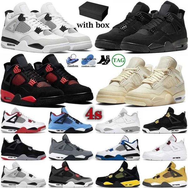 

2023 men women basketball shoes 4 4s military black cat red thunder sail university blue white oreo fire pure money midnight navy mens