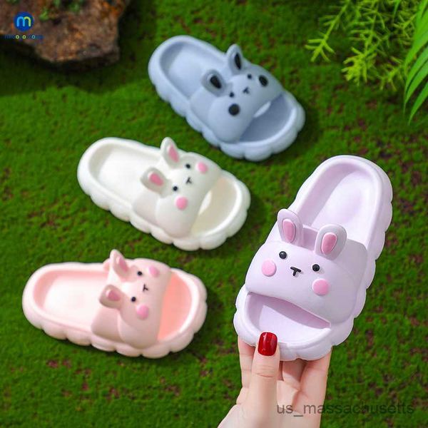 

slipper cute summer kids slippers rabbit children baby soft home slippers waterproof non-slip boys girls beach shoe r230816, Black;grey