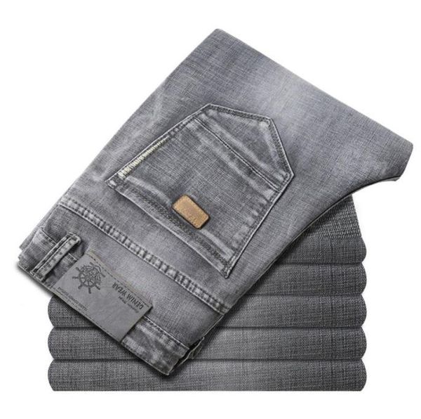 

jeans men 2020 new business fashion stretch denim classic style men039s regular fit stragith jeans gray jean trousers male pant5651007, Blue
