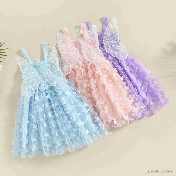 

girl's dresses butterfly wings princess dress for kids baby girl summer sleeveless suspender tulle dress birthday party beach a-line dr, Red;yellow