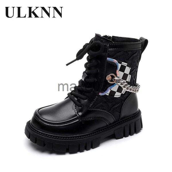 

boots girls black boots 2023 new winter waterproof nonslip boots kid' chain black short boots for children bota infantil shoes kids j2, Black;grey