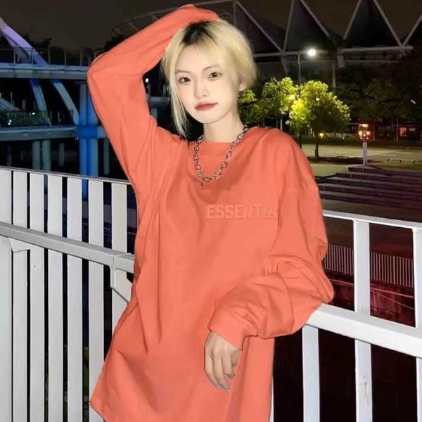 

ess hoodie essentials spring and autumn flocking thin sweater men and women's same style couple american trendy bottom long sleeve, Black