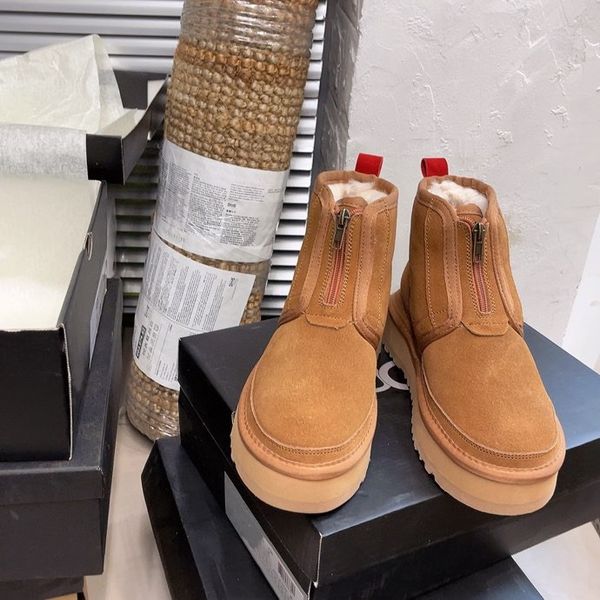 

australia zip platform boots wgg neumel snow boot classic women australian tazz tasman winter warm fur ankle booties plush wool furry short, Black