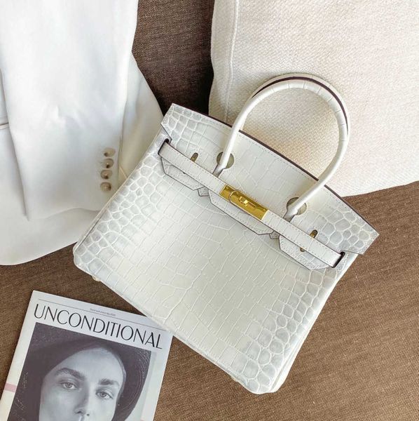 

handbags birkin crocodile pattern bag genuine leather large capacity handbag for women new fashion cowhide premium commuter women's bag