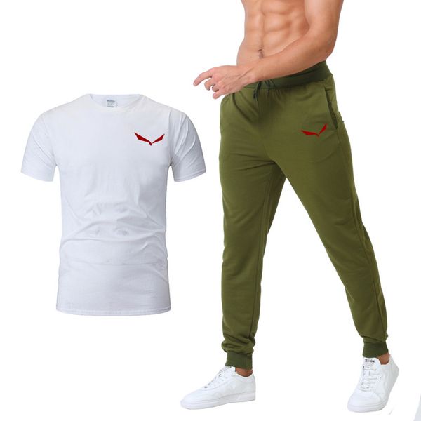 

mens tracksuits salew summer tshirt trousers sports suit brand printing jogging pure cotton shortsleeved clothing 230815, Gray