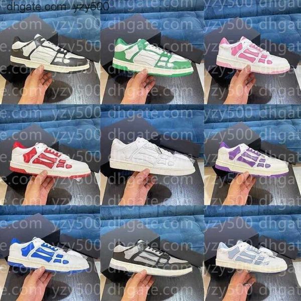 

high-quality new men women amirs designer skel low amirilies shoes bones leather sneakers luxury skeleton blue white black brown couple casu