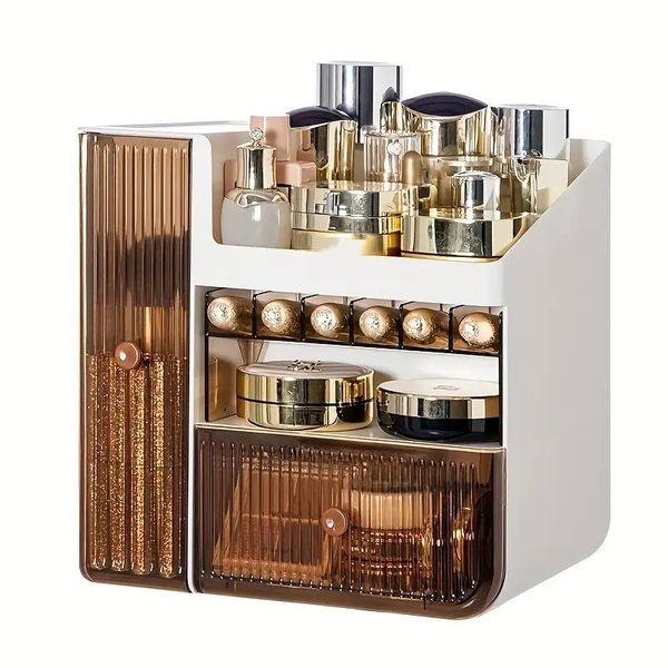 

1pc large capacity cosmetic storage rack, deskdressing table makeup organizer, student lipstick skin care products makeup storage