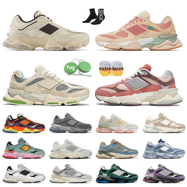 

og 9060 sports running shoes bricks wood joe freshgoods penny cookie pink 9060s quartz grey cherry sneakers sea salt on rain cloud white men, White;red