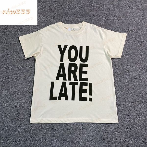 

23ss new ga depts you are late letters cotton round neck loose versatile men and women casual trend short sleeve, White;black