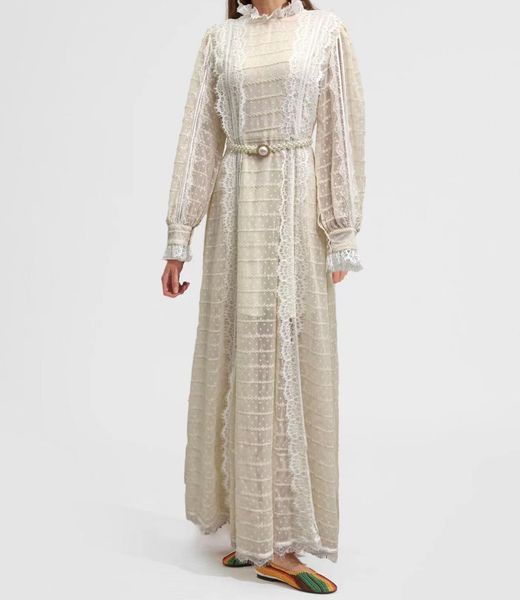 

french elegant temperament white lace dress 2023 autumn new high end exquisite hand embroidered mid length dress 7, Black;gray
