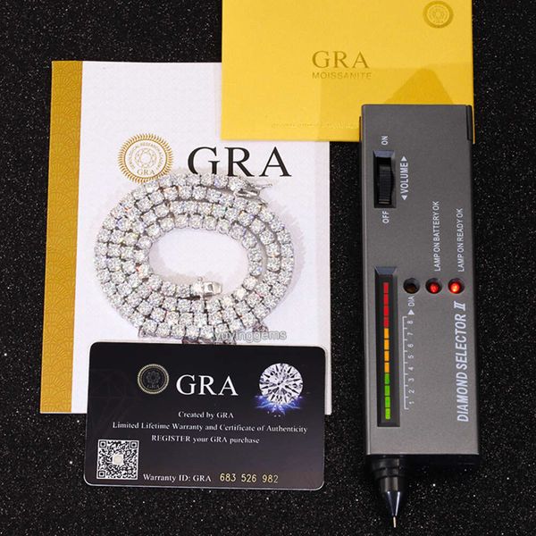 

2mm-8mm wide sier with d color moissanite diamond tennis gold plated necklace/bracelet chain for fine jewelry, Silver