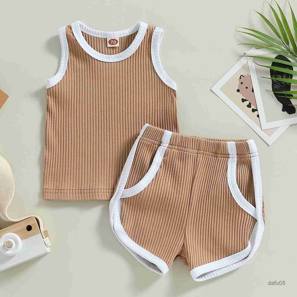 

clothing sets baby summer infant kid baby boy clothes sets knit sleeveless shorts casual clothing r230816, White