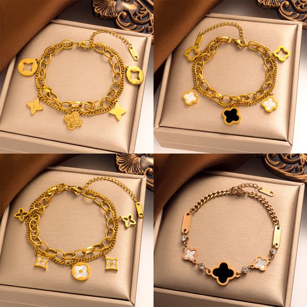 

designer luxury fashion four leaf clover bracelet mens bangle women brand bracelets accessory jewelry anniversary gift, Golden;silver