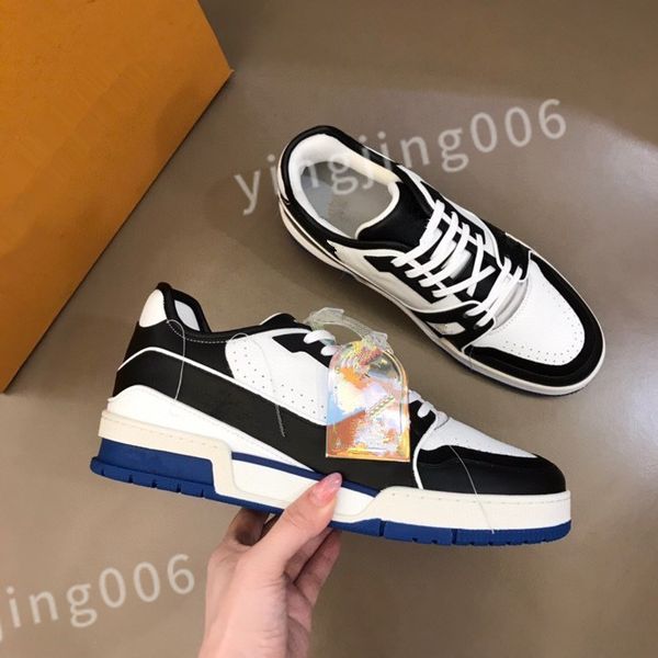 

new designer sneaker virgil trainer casual shoes calfskin leather abloh white red blue overlays platform low sneakers size 39-44 rd1012, Black