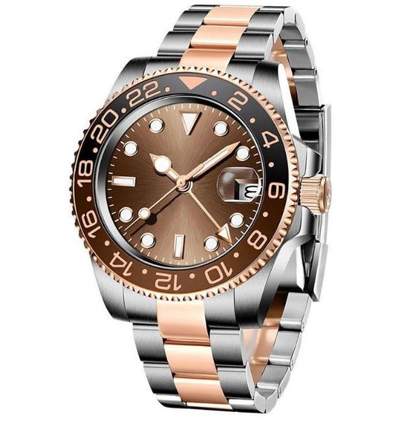 

gmt batman automatic mechanical 40mm stainless steel blue black ceramic sapphire ceramic coke bezel wristwatches, Slivery;brown