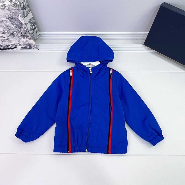 

designer baby clothes kids hooded jacket multi zipper decorative jacket size 100-160 cm child long sleeved coat july19, Blue;gray