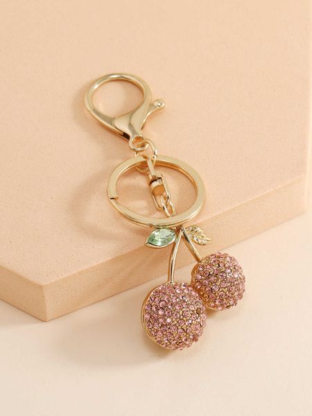 

sxc2 key rings creative cherry fruit shaped small fresh keychain car bag personalized pendant, Slivery;golden