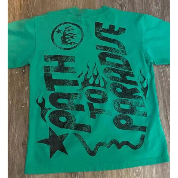 

green t-shirt letter print cotton breathable short sleeve t shirt, Black;brown