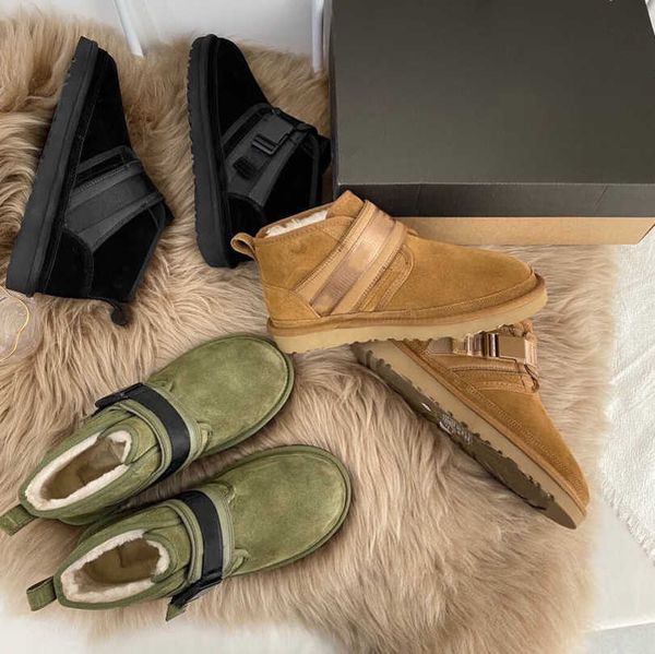 

australia men's neumel snapback suede boots metal grey moss green black chukka chestnut buckle ankle shoes shearling fur lined low boot