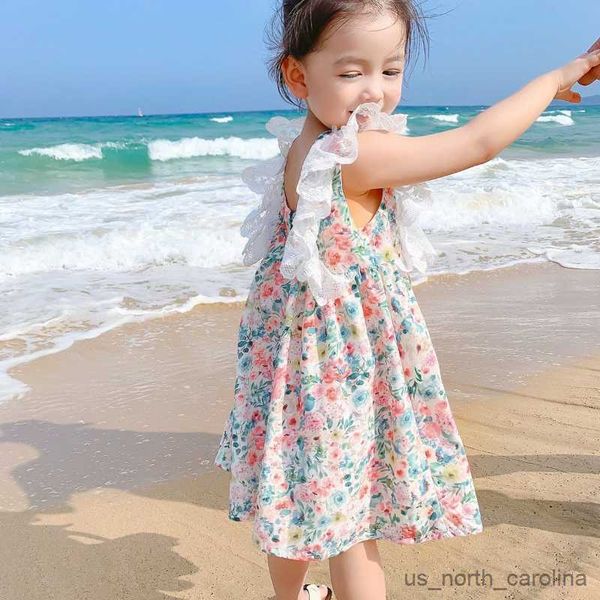 

girl's dresses 2023 summer new girls' fragmented flower dress baby princess dress fashionable children's dress children', Red;yellow