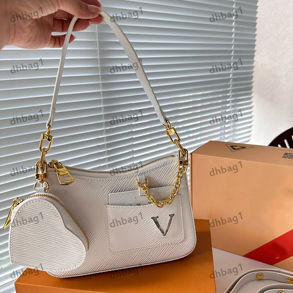 

stylish womens underarm bag shoulder bags leather water ripple classic print luxury handbag leather shoulder strap three piece coin wallet c