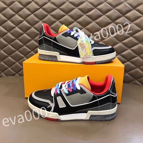 

2023 new luxury quality casual shoes brand men sneaker leather trainers man technical rubber runner sports lug sole walking size 39-44 rd101, Black