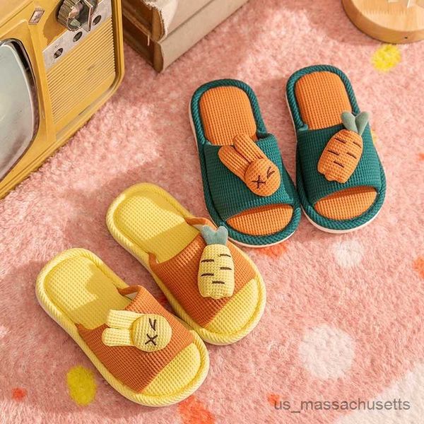 

slipper children' warm home slippers cute boys girls rabbit cotton slippers anti-slip soft breathable comfortable shoes kids r230816, Black;grey