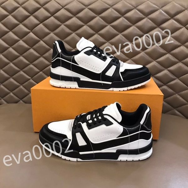 

2023 new luxury quality casual shoes brand men sneaker leather trainers man technical rubber runner sports lug sole walking size 39-44 rd101, Black