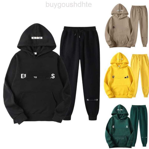 

designer es 2023 autumn winter men women hooded sweatshirt suit pure cotton couple jogging sweatshirts oversized streetwear tracksuit df4a, Black