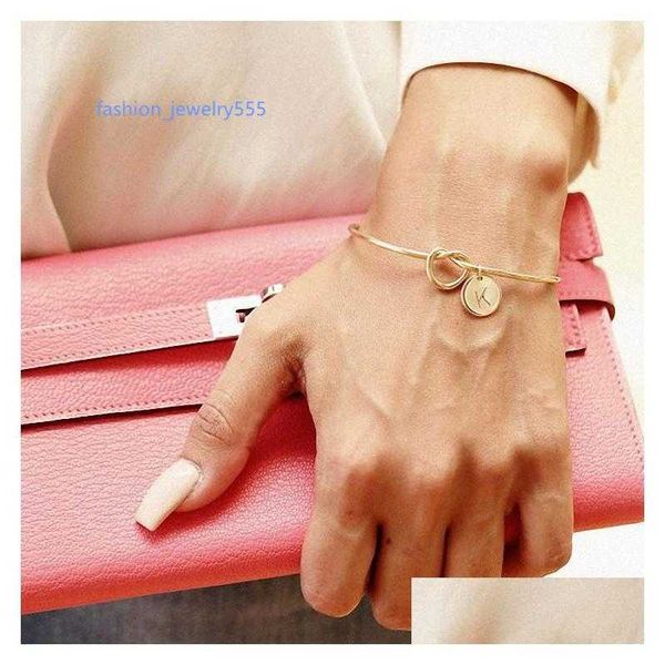 

cuff cuff sier gol fashion jewelry knotted bracelets wild three-color 26 letters combination bracelet wholesale knot bangle drop delivery dh, White