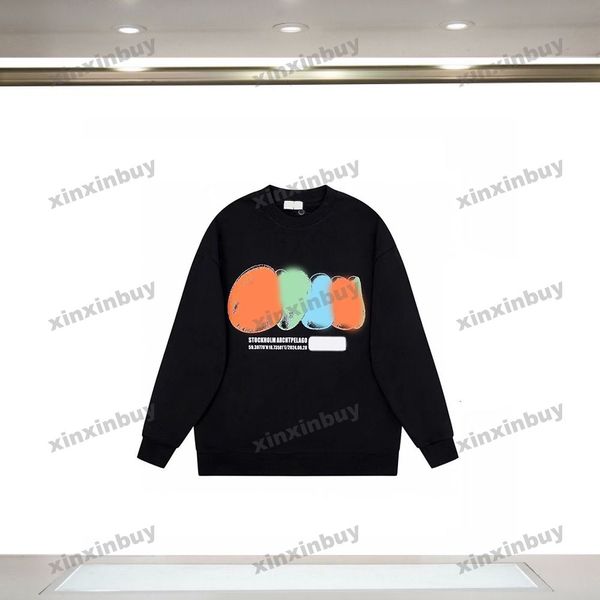 

xinxinbuy men women designer sweatshirt graffiti letter printing sweater gray blue black white s-2xl, Black;brown