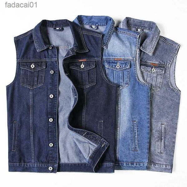 

men's down parkas large 5xl 8xl men's denim tank new fashion loose tank men's casual sleeveless jacket fat jeans tank coat z2, Black