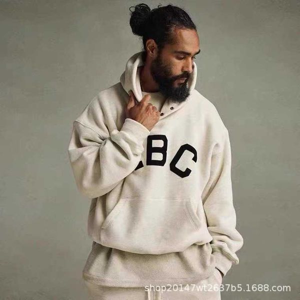 

ess hoodie new season 7 abc letter hooded essentials high street fog hoodie fashion brand sweater coat men, Black